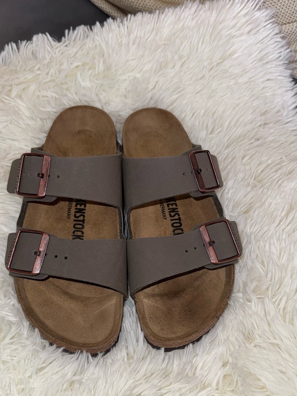 Birkenstock Men's Gray Double-Buckle Slide Sandals